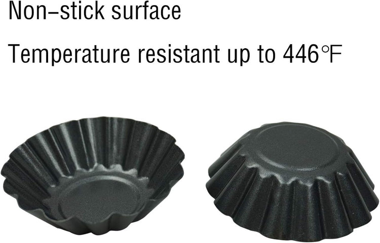 12 Pack Egg Tart Pan, Non-stick Carbon Steel Tartlet Tins, Mini Pie Mould, Muffin Cupcake Pudding Baking Cup Maker - for Pies, Chinese Egg Tart, Cakes (Big Size 3"x 0.9")