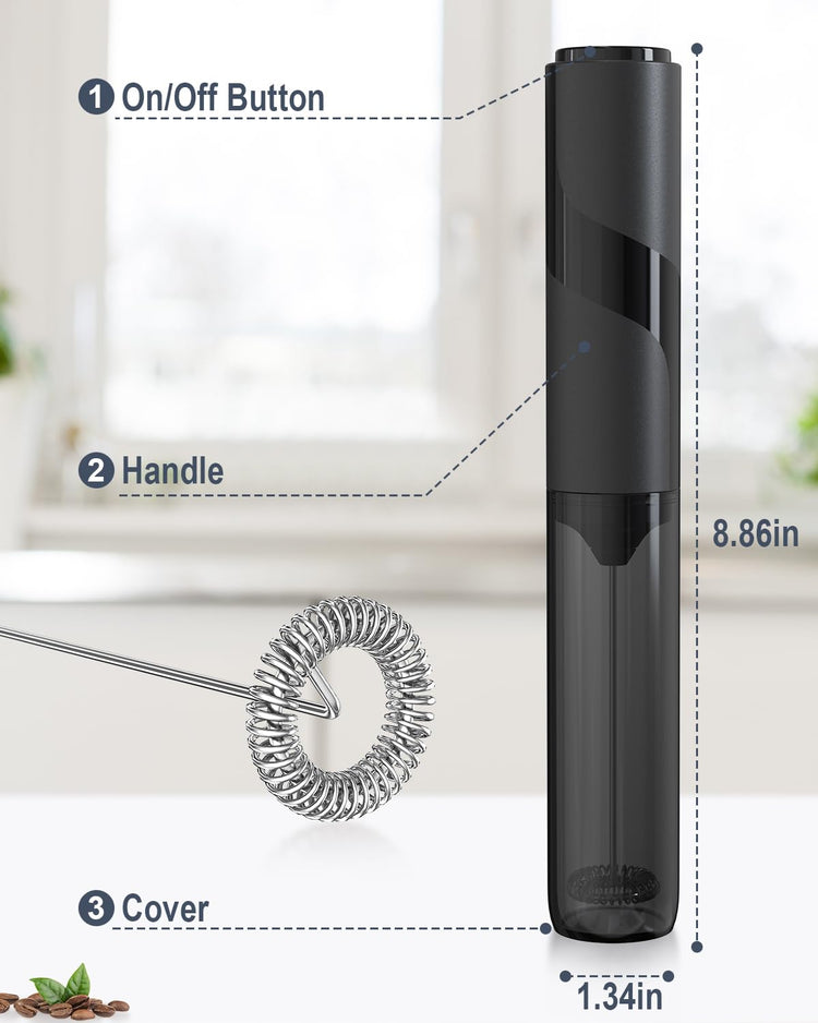 Milk Frother Handheld with Cover
