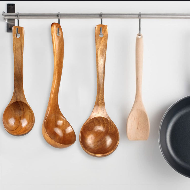 3Pcs Wooden Ladles Serving Spoon Non Toxic Soup Ladle Wood Cooking Spoons (3 Count)