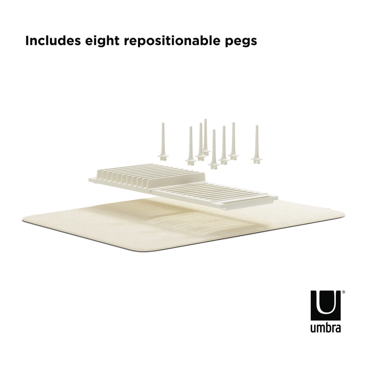 Udry Dish Rack with Movable Pegs and Microfiber Drying Mat