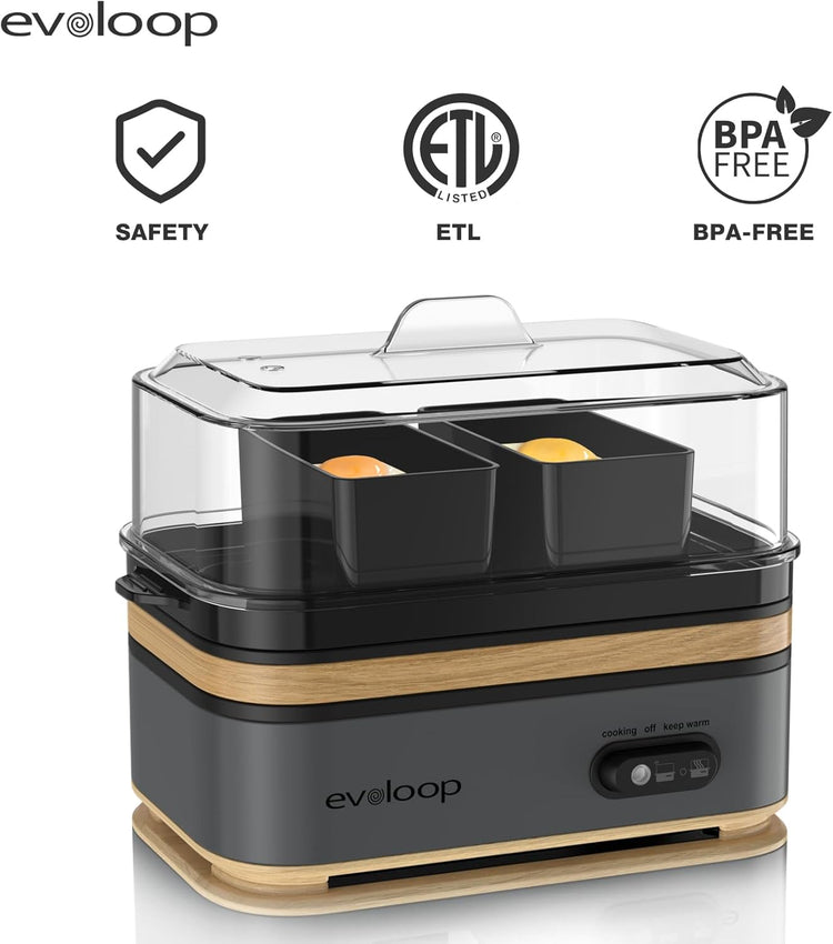 Rapid Egg Cooker Electric 6 Eggs Capacity, Soft, Medium, Hard Boiled, Poacher, Omelet Maker Egg Poacher With Auto Shut-Off, BPA Free
