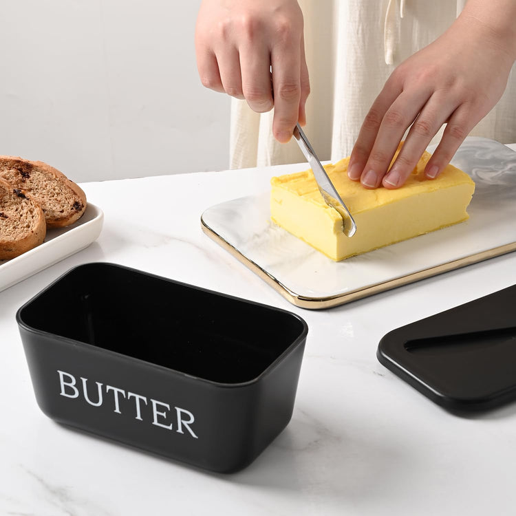 Large Plastic Butter Dish With Lid And Knife