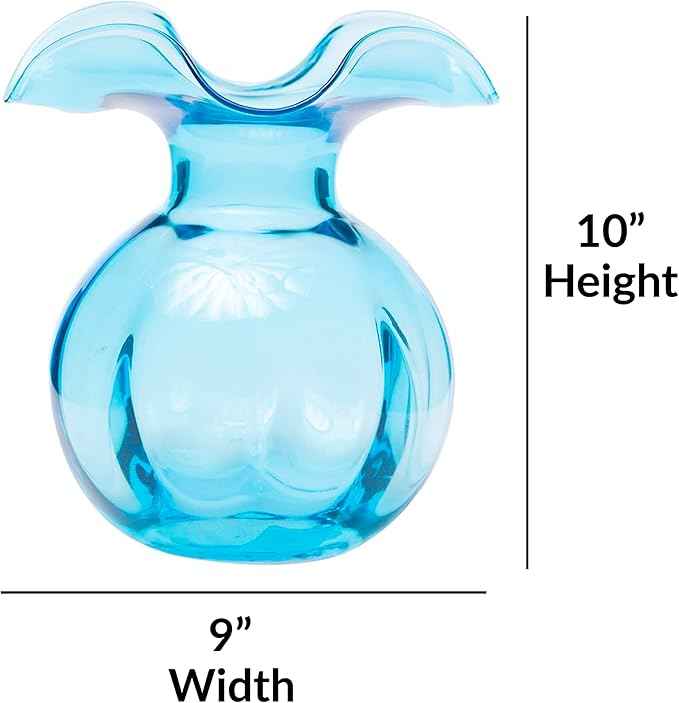 Hibiscus Glass Aqua Medium Fluted Vase