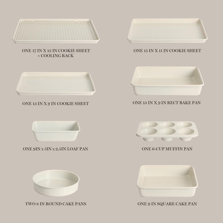Gallen 10 Piece Baking Pans Ceramic PFA Free Non Toxic Non Stick Bakeware Set (10 Count)