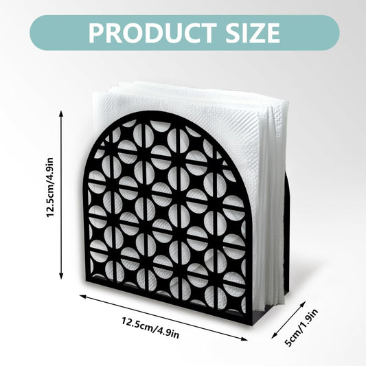 Modern Geometric Round Decorative Black Metal Napkin Holder for Table