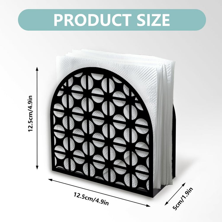Modern Geometric Round Decorative Black Metal Napkin Holder for Table