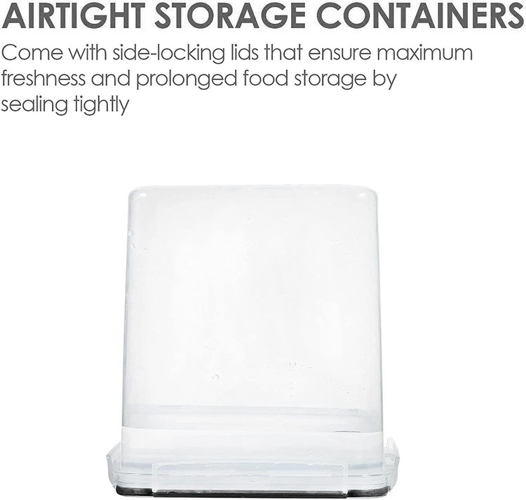 Vtopmart Food Storage Containers 4.3L / 145.4oz, 4 Pieces BPA Free Plastic Airtight Canister for Flour, Sugar, Baking Supplies, with 4 Measuring Cups and 24 Labels, Black