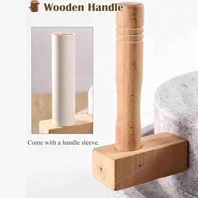 Handmade Granite Stone Grain Mill - Manual Grinder for Dry/Wet Ingredients, Ideal for Beans, Barley, Sesame, and Corn - Perfect Kitchen Tool for Healthy Cooking