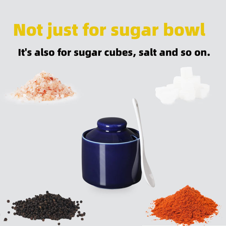 Ceramic Sugar Bowl with Lid and Spoon 8oz