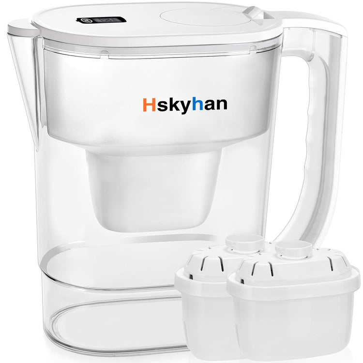Hskyhan Alkaline Water Filter Pitcher - 3.8 Liters Improve PH, 2 Long Lasting Cartridge Included, BPA Free, 7 Stage Filtration System to Purify, White