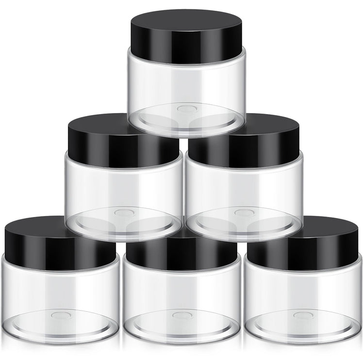 6 Pack 8 oz Plastic Jars Containers with Lids Wide (6 Count)