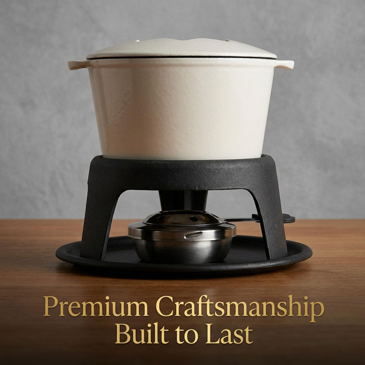 Cast Iron Fondue Pot Set for Chocolate Cheese
