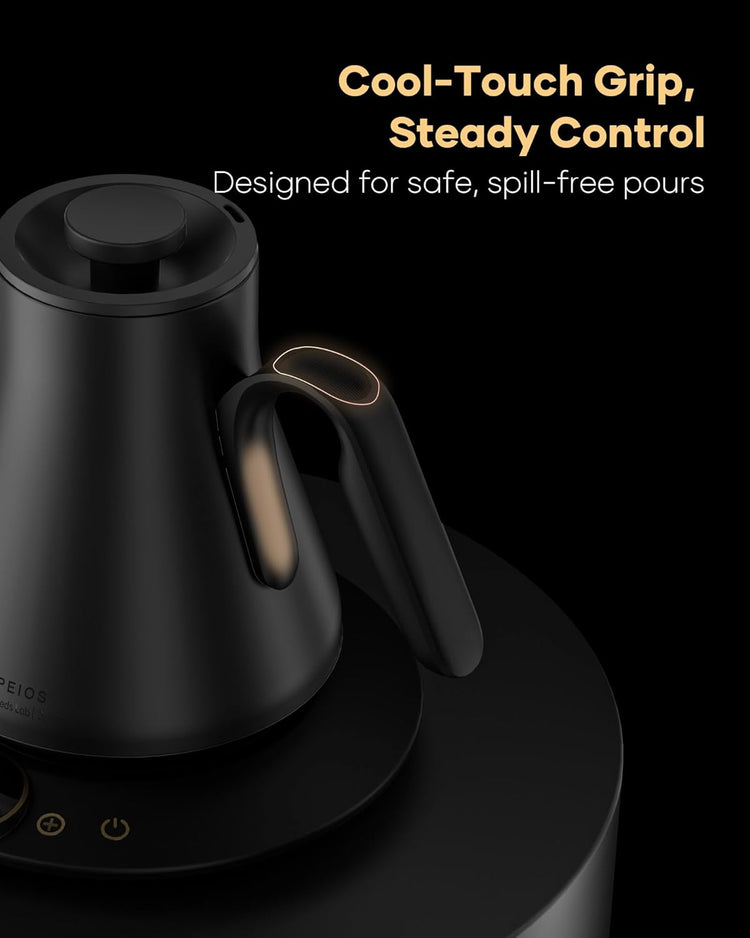 Cocinare FLOW B9 Gooseneck Electric Kettle, Precise Temperature Control for Pour-Over Coffee & Tea Brewing, Stainless Steel Interior, Rapid Heating for Boiling Water, 1500W/0.9L Matte Black