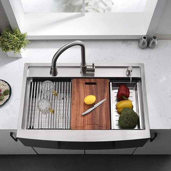 33 Inch Farmhouse Sink Splash Guard Workstation S - VOKIM 33x22 Inch Apron Front Kitchen Sink Stainless Steel 16 Gauge Single Bowl Gunmetal stainless Farm Sink