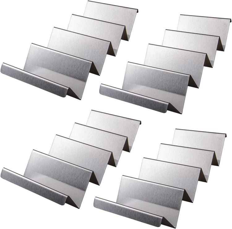 Taco Holders - Stainless Steel Taco Stand Rack Hold Up to 4, Taco Holder Tray Style, Taco Rack Holds Oven Safe for Baking, Dishwasher and Grill Safe Taco Racks Pack 4