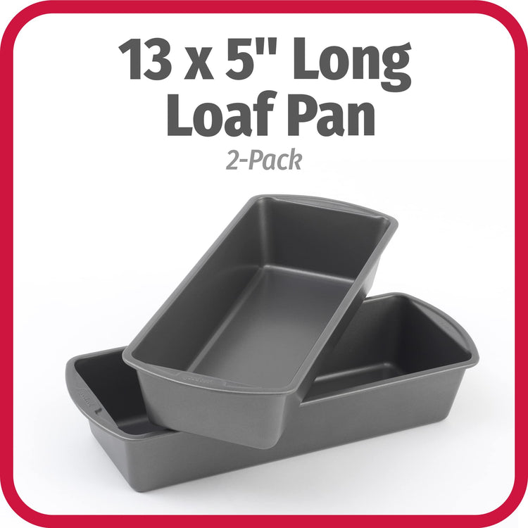 Set of 2 Extra Large 13" x 5" Nonstick Steel Bread Loaf Pans (2 Count)