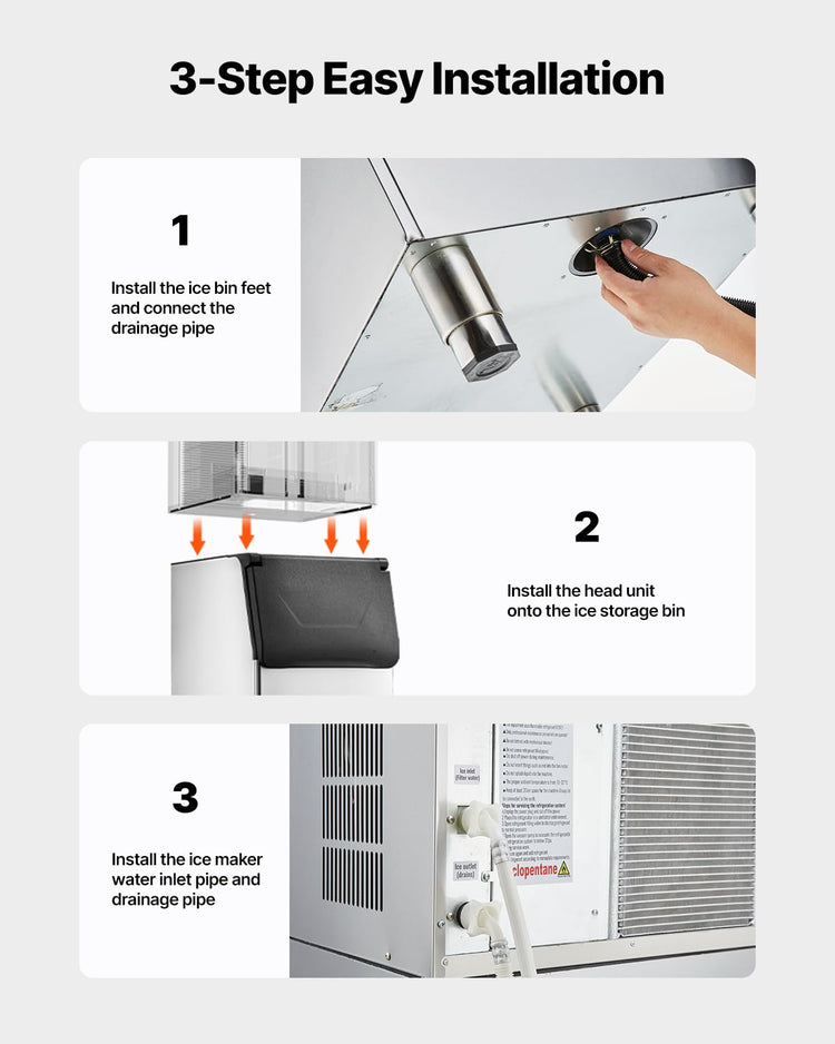 VEVOR Commercial Ice Maker Storage Bin, 300 LBS Capacity Ice-Bin, Commercial Ice Storage Bin with Adjustable Anti-Slip Rubber Feet, Suitable for Restaurant Hotel and Beverage Shops