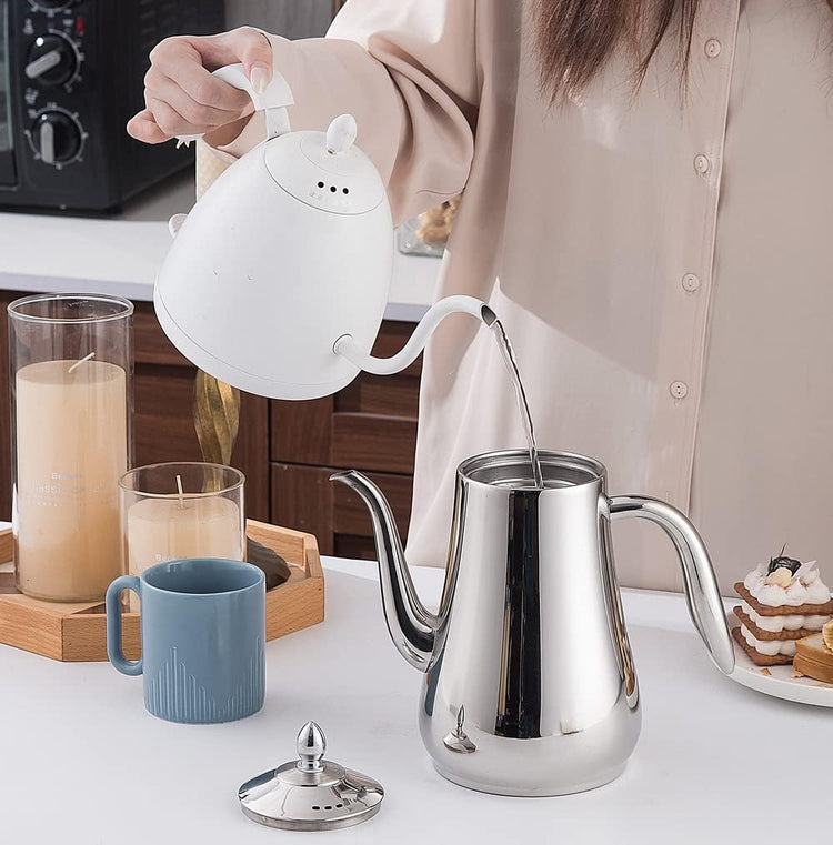 Stainless Steel Teapot with Infuser Silver 58Oz