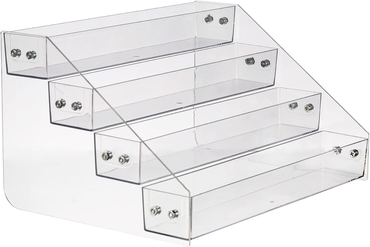 Acrylic Spice Rack, Tiered Spice Rack Shelf Seasoning Organizer for Countertop, Cabinet, Pantry, Kitchen Storage - 4 Tier