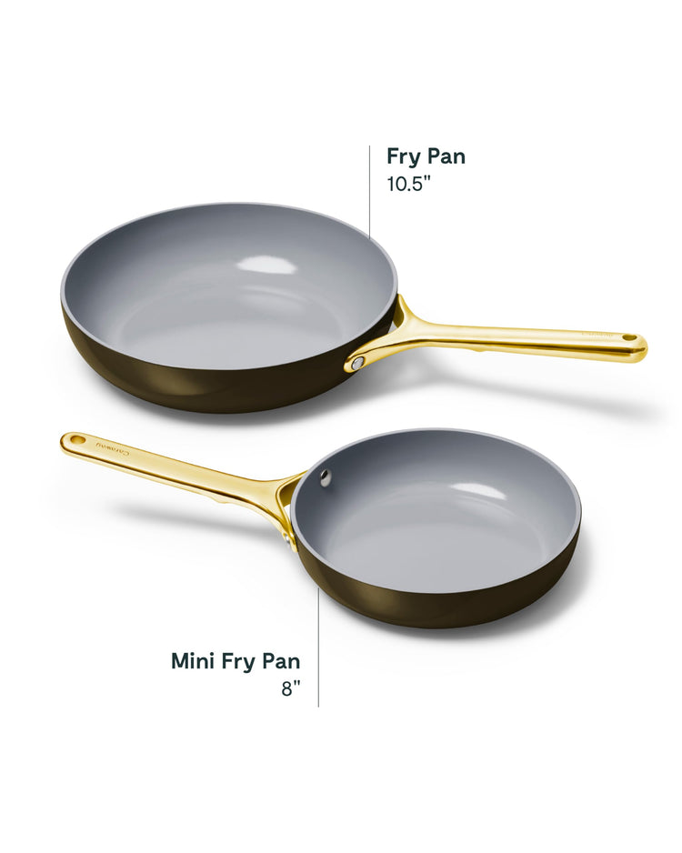 Ceramic Fry Pan Duo with Glass Lids (2 Count)