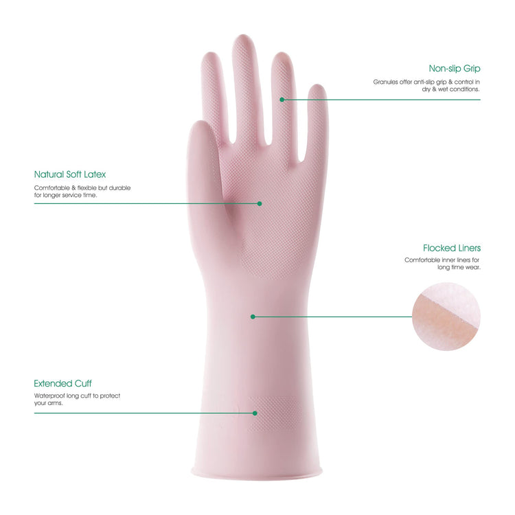 Small Household Rubber Gloves with Cotton Liner & Non