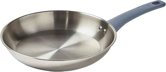 T-fal Essentials Stainless Steel Fry Pan 10.5 Inch, Induction Compatible Oven Safe 350F, Durability & Performance, Cookware, Pots and Pans, Chef's Pan, Skillet, Frying Pan, Dishwasher Safe Silver/Blue