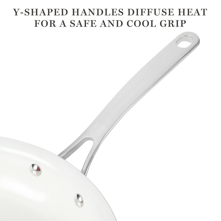 Lockton Premium Nonstick PFA Free Ceramic Interior 10 Piece Enamel Heavy Gauge Aluminum Pots and Pans Cookware Set