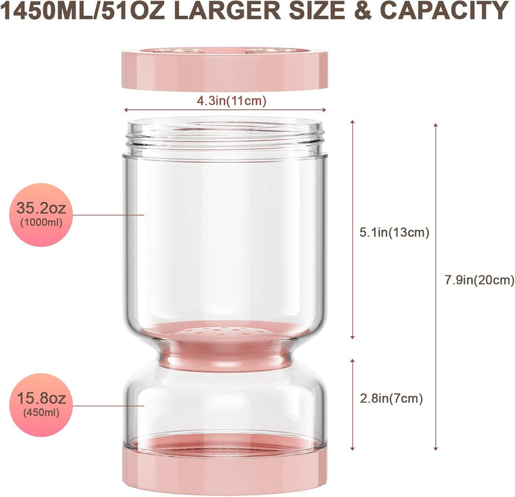 Pickle Jar with Strainer Flip, 51oz Glass Pickle Container with Strainer,Airtight Mason Pickles Jars for Olive Kimchi Capers Kosher Dill,Food Storage Containers with Lids for Pickles Lover