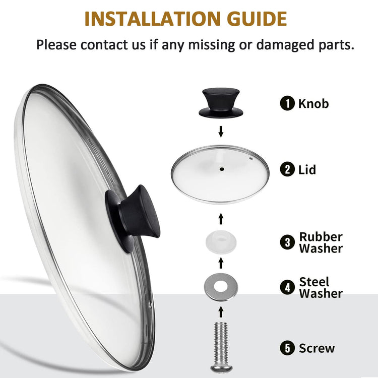 Glass Lid for 9.5 Inch Cast Iron Skillets Frying Pans