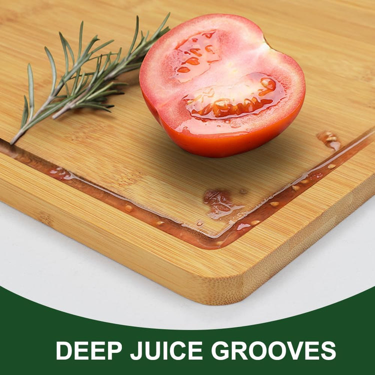 Bamboo Cutting Board, Wooden Cutting Boards for Kitchen, Wood Double Sided Food-Grade Chopping Board for Meat Cheese Vegetable (Medium)