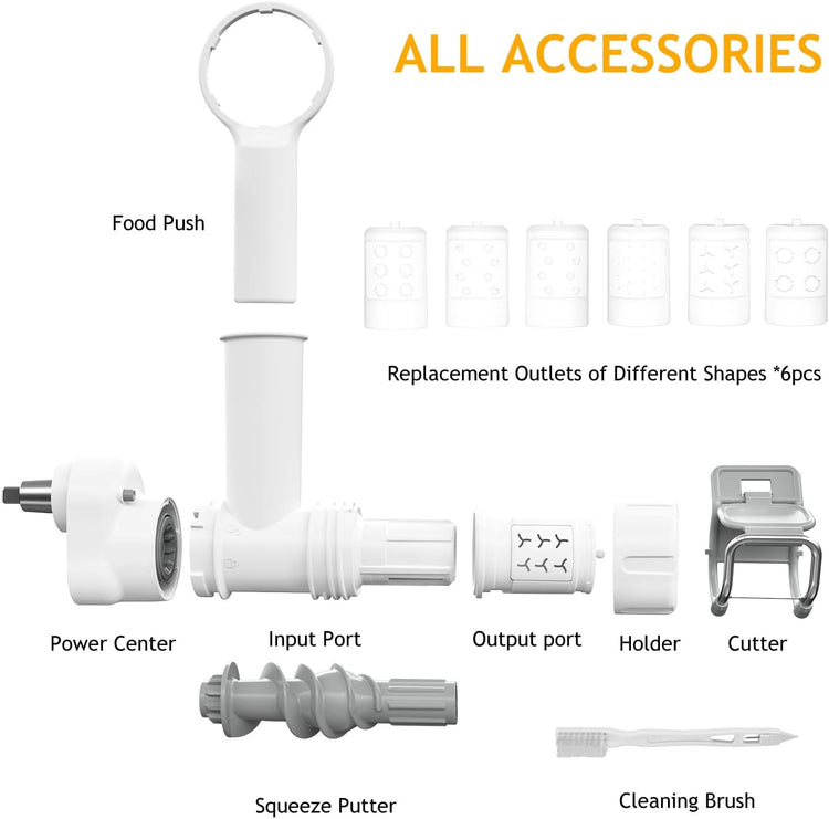 Pasta Maker Attachment for Kitchenaid Stand Mixer with 6 Different Shapes of Pasta Outlet, Durable Kitchenaid Accessories and Attachments, Dishwasher Safe