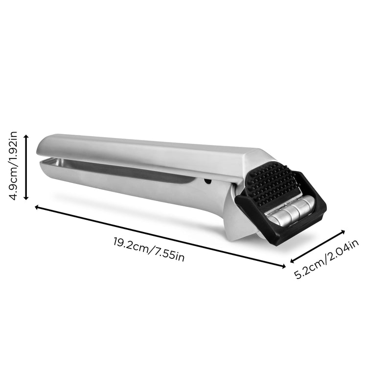Garject 2-In-1 Garlic Peeler, Garlic Press & Mincer with Garlic Peel Ejector, Chrome-Plated Zinc - Black