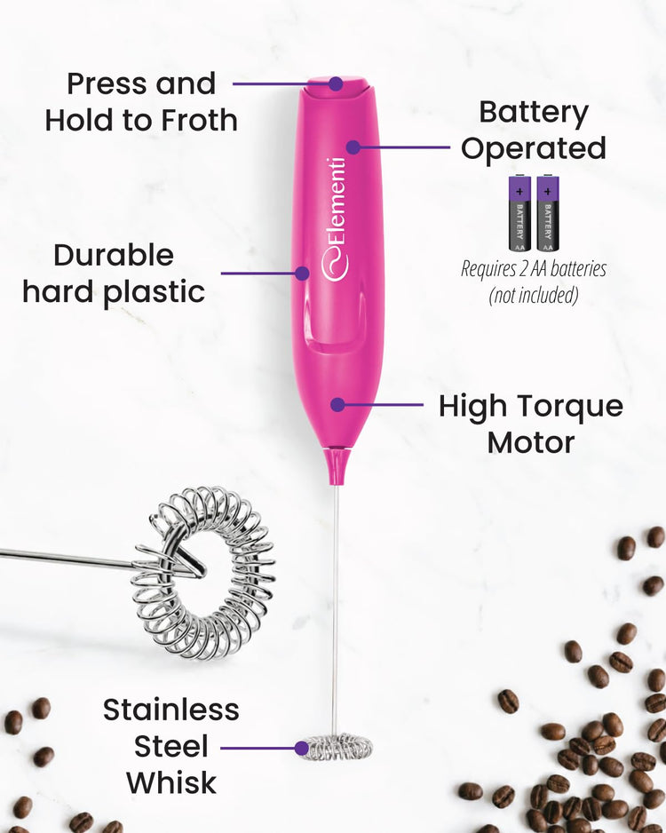 Pink Milk Frother Wand & Matcha Mixer