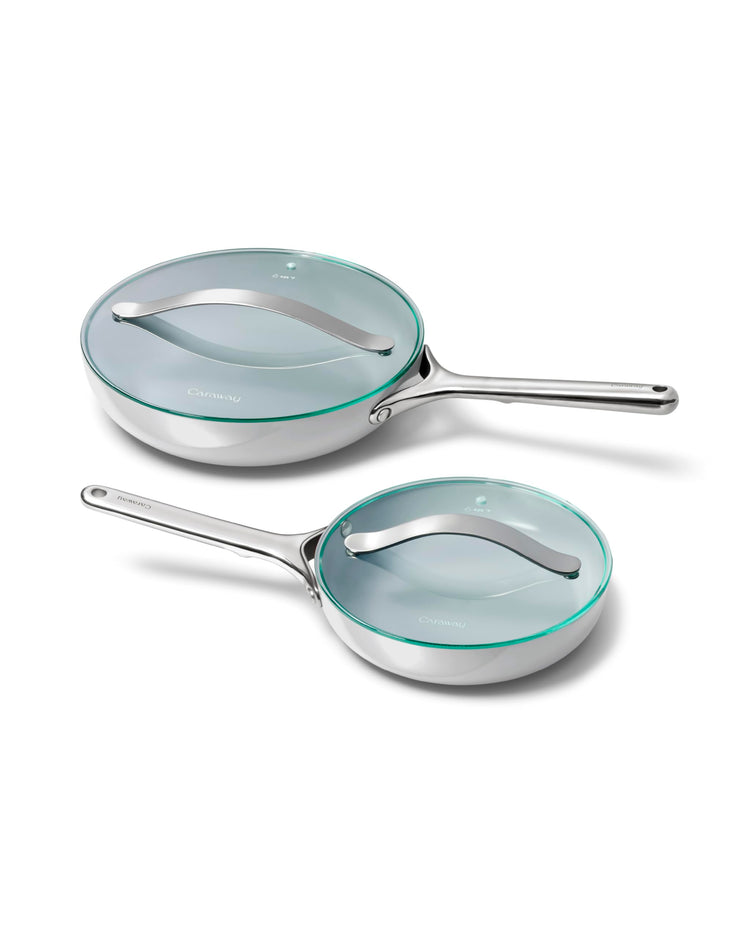 Ceramic Fry Pan Duo with Glass Lids
