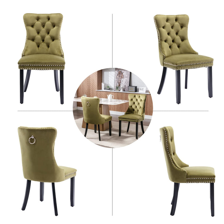 Olive Green Velvet Dining Chairs Set of 6 (6 Count)