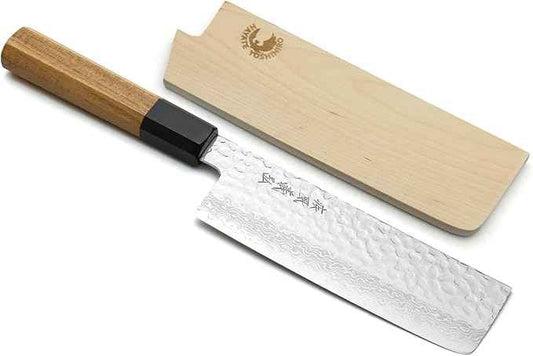 Yoshihiro VG10 46 Layers Hammered Damascus Nakiri Japanese Vegetable Knife 6.5'' (165mm) Ambrosia Handle