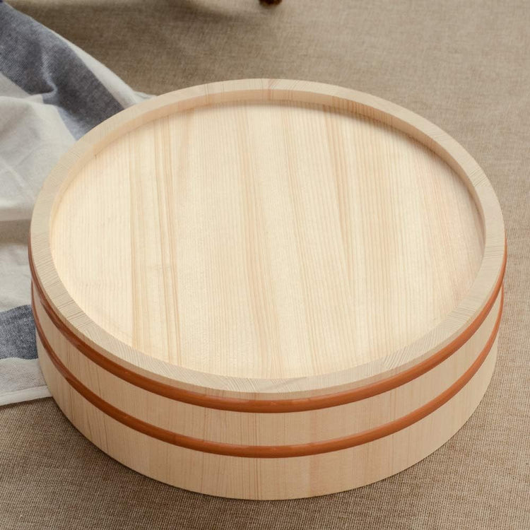 Kichgather 13 Inch Wooden Sushi Rice Bowl Hangiri Sushi Oke Rice Mixing Tub