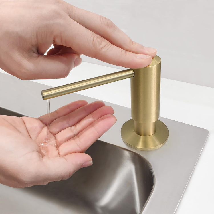 Brushed Gold Built in Dish Soap Dispenser for Kitchen Sink with 17 OZ PET Soap Bottle Refill from The Top