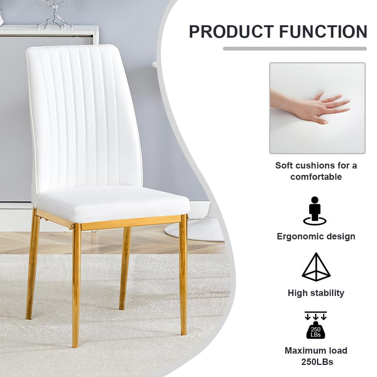 White Golden Dining Chairs Set