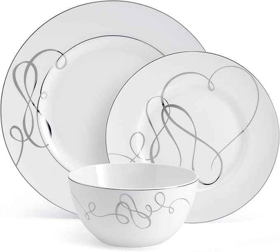 Mikasa Love Story Platinum Banded 24 Piece Dinnerware Set, Service for 8