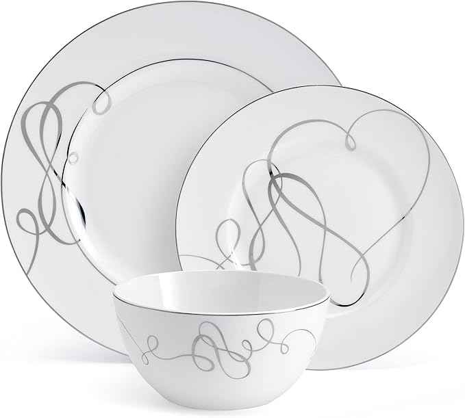 Mikasa Love Story Platinum Banded 24 Piece Dinnerware Set, Service for 8