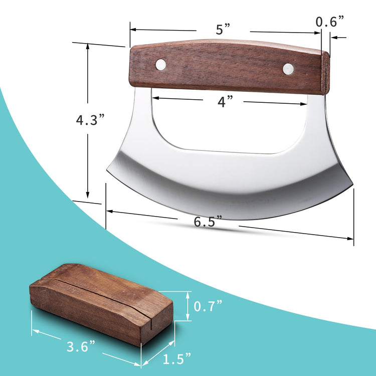 Ulu Knife with Stand for Cutter Pizza Meat Vegetables Herb Salad