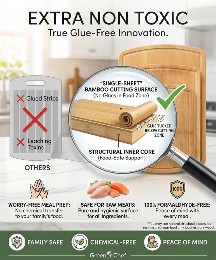 SAFEST Extra Large Bamboo Cutting Board Set of 3 with Glue (3 Count)
