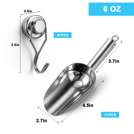 Stainless Steel Ice Scoop for Freezer with Magnetic Hook