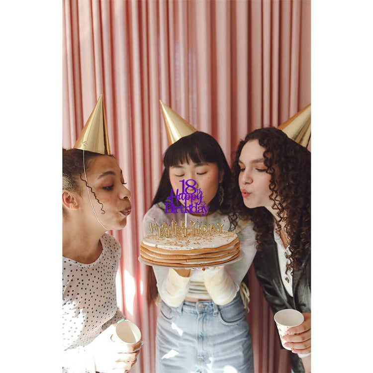 Purple Silver 18th Birthday Cake Topper with Glittery Stars (7 Count)