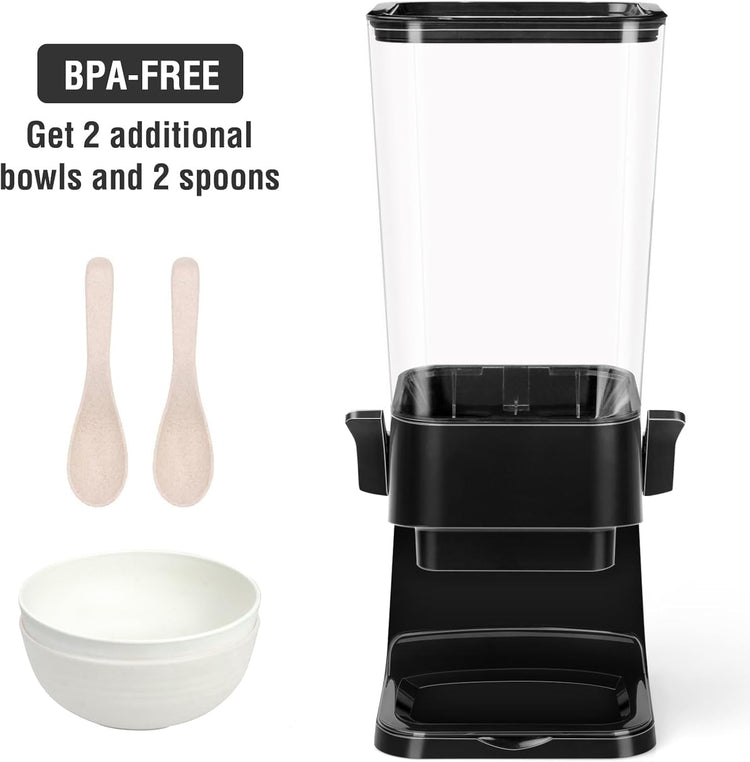 Cereal Dispenser Countertop with 2 Pack Bowls and Spoons 5.5 Qt (2 Count)