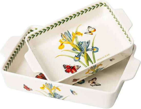 ONCCI In-Glaze Ceramic Baking Dish Set of 2 - Rectangular with Handles,Single Serving Size Casserole dishes 10.8*7.99in & 8.58*6.54inch Sizes - Oven Safe for Cooking, Baking, Casseroles - Dishwasher Safe(Iris)