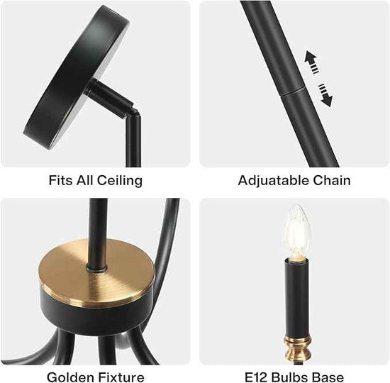 Tribesigns Modern Black Chandelier, 5-Light Farmhouse Iron Chandeliers for Dining Room, Modern Candle Hanging Pendant Light Fixtures for Living Room, Dining Room, Kitchen, Bedroom, Entryway