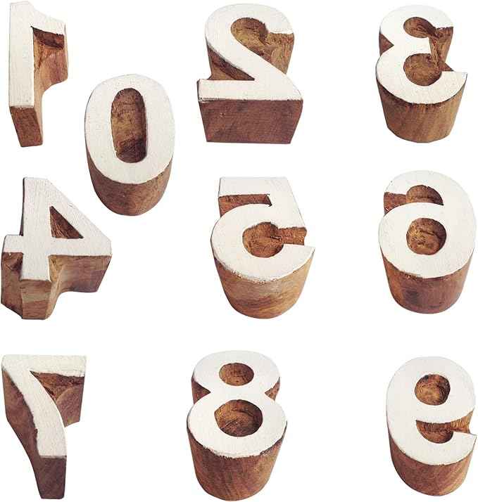 Royal Kraft Number Wooden Block Printing Stamps (Set of 10) Bulk01_10F