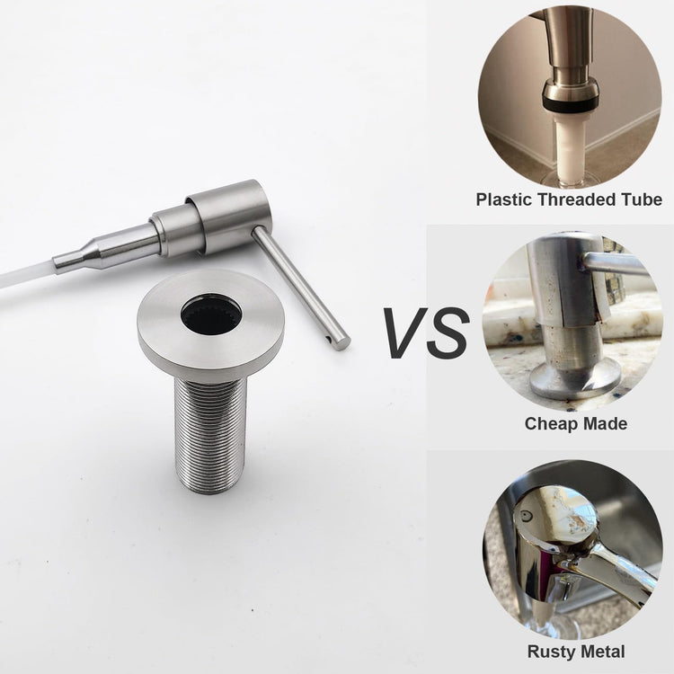 All Brass Soap Dispenser for Kitchen Sink Countertop Sink Soap Dispenser 17 OZ Bottle Built in Refill from The Top with Long Spout